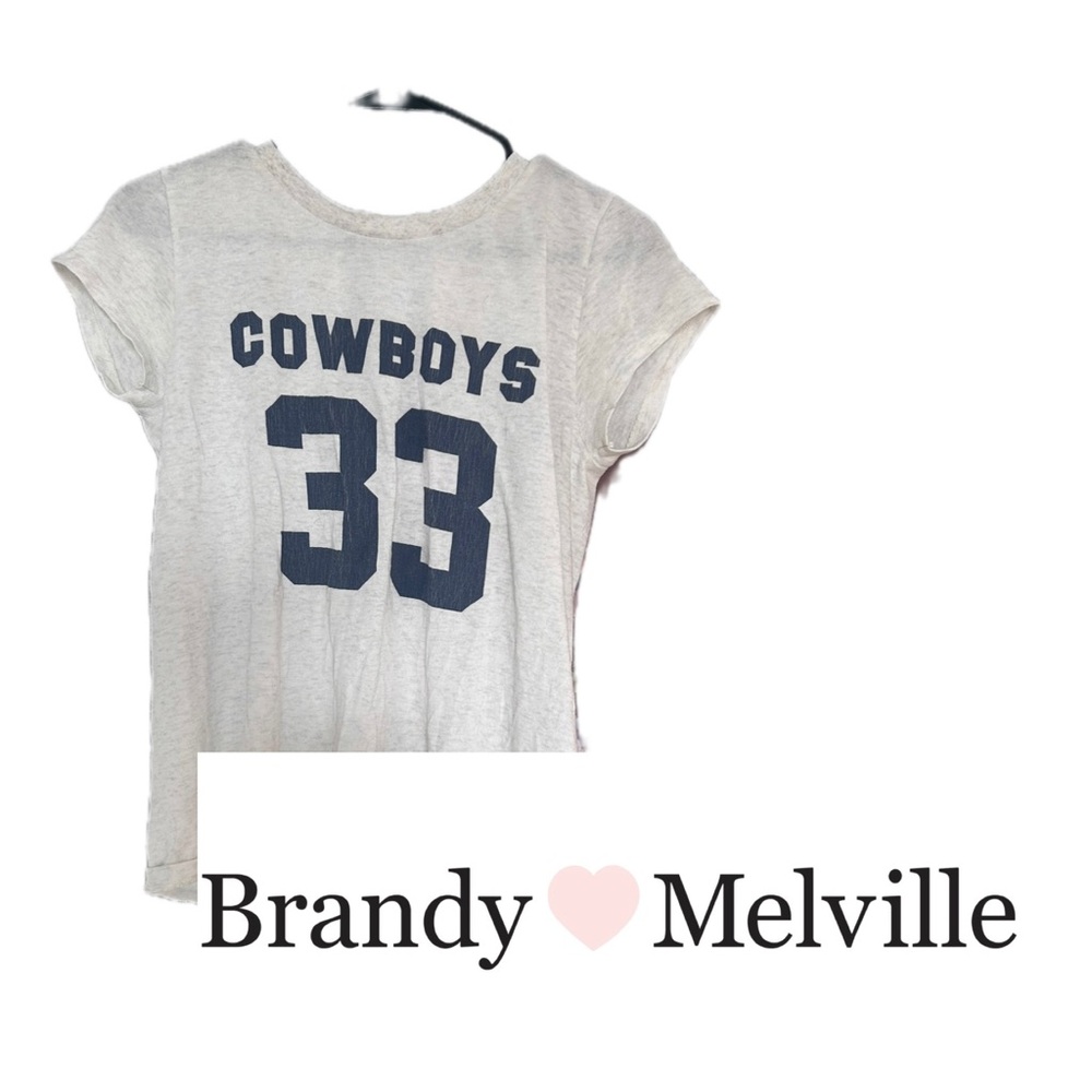 John Galt Cowboys 33 Graphic Tee White Crew Neck PacSun Brandy Melville